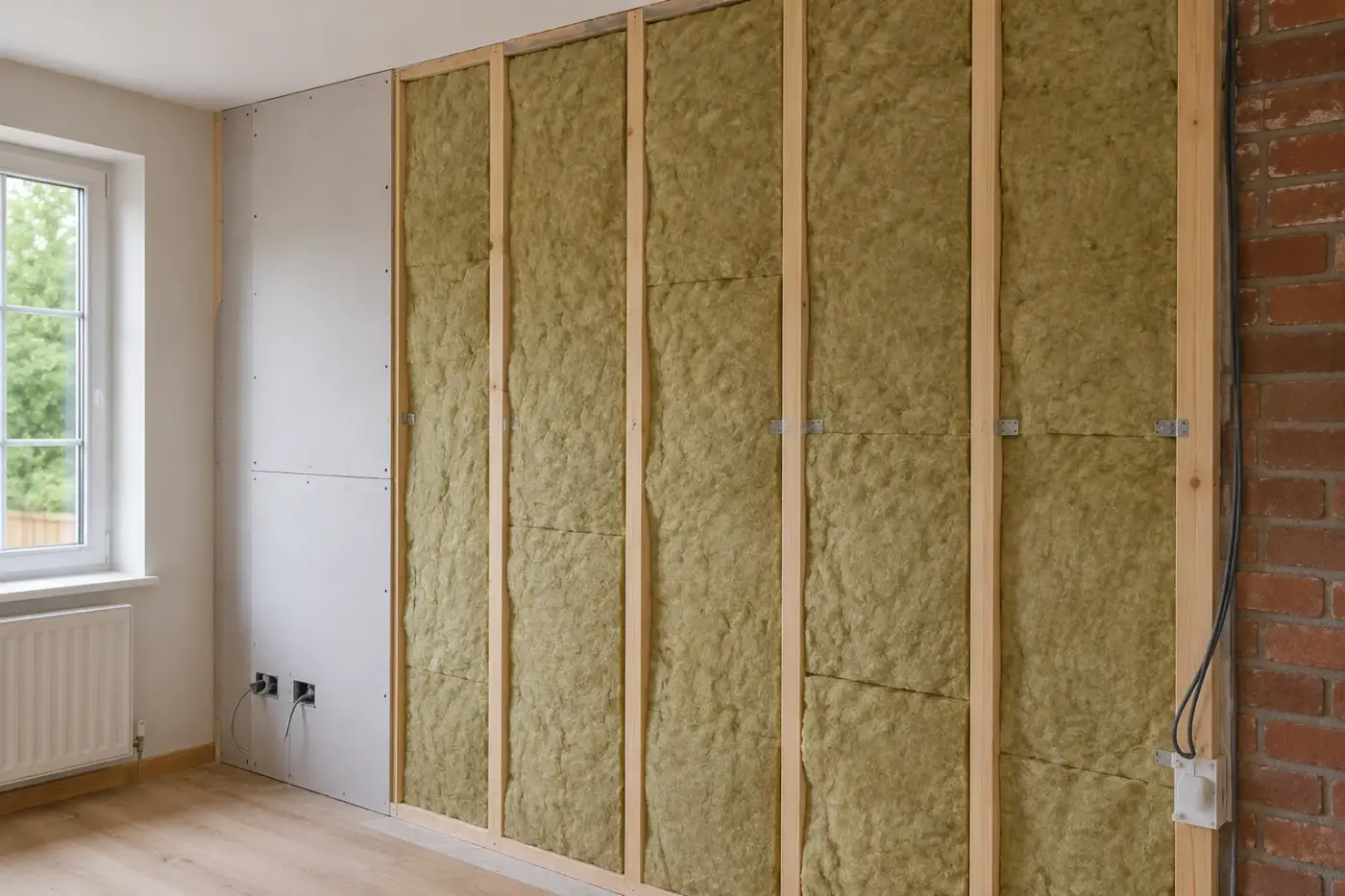 Internal wall insulation boards fitted inside a property