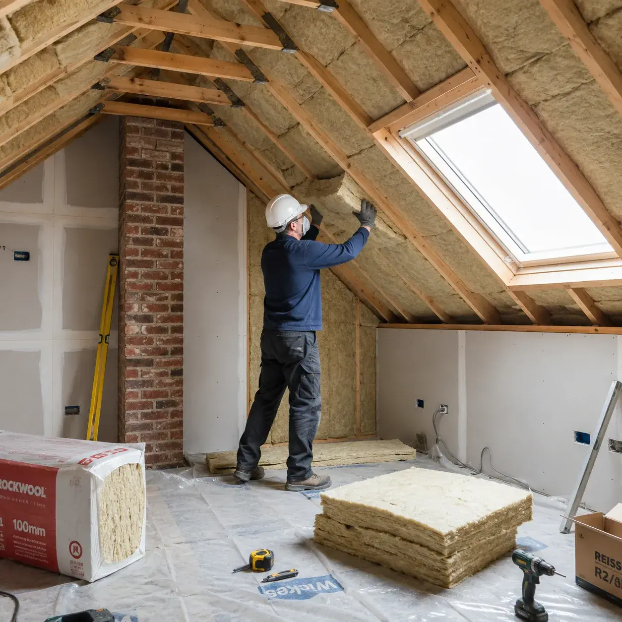 Finished loft conversion room suitable for room in roof insulation